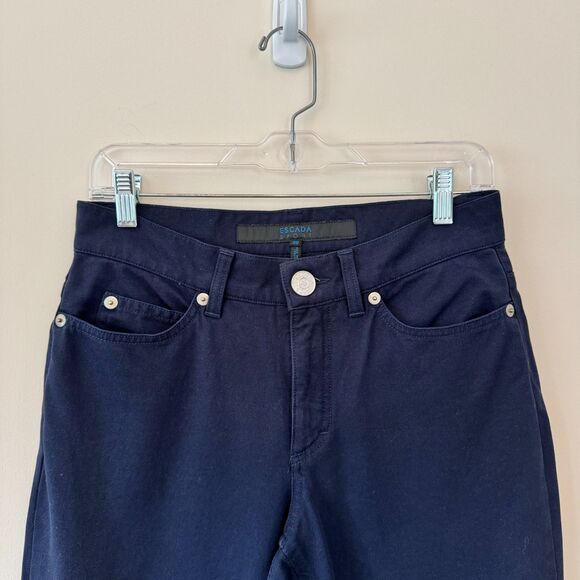 Escada 'Marie' Navy Blue Capri Pants Size 6 - Picture 2 of 8